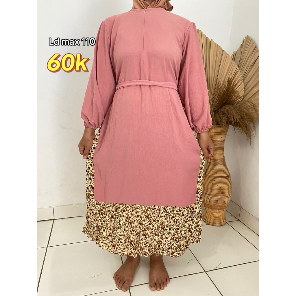 dress bunga pink