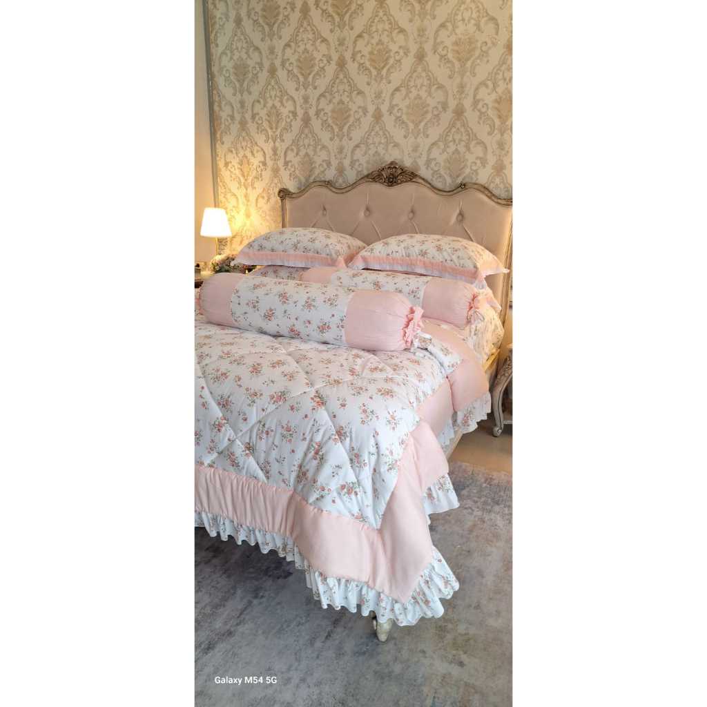 BEDDING SET SPREI BEDCOVER BAHAN KATUN SOLID COTTON HALUS DINGIN WARNA PINK PUTIH WHITE CANTIK AESTH