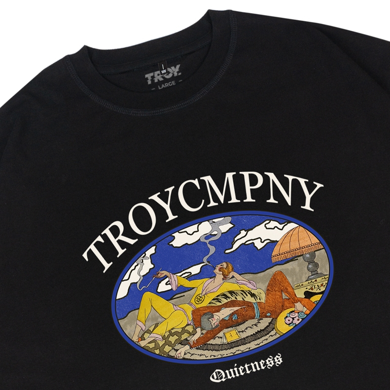 Troy Company Boxy Oversize Tshirt Black Quietness - Kaos Boxy Oversize Hitam Lengan Pendek MBD 3112