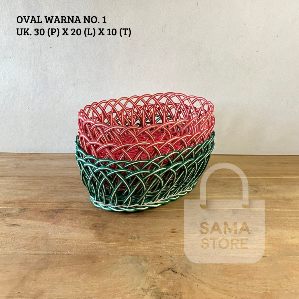 Keranjang Buah Oval, Keranjang Rotan, Keranjang Kiring Rotan