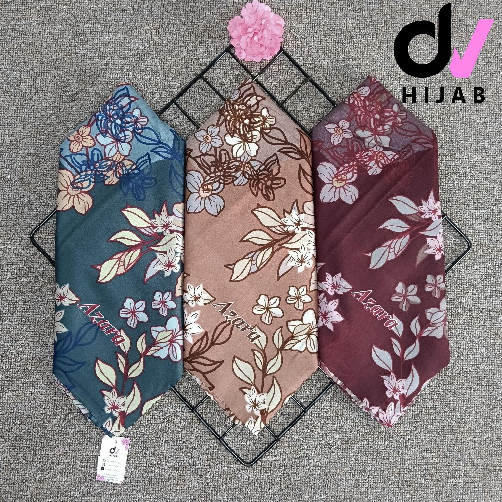 3Pcs Hijab Azara Oskara denay/Jilbab Segiempat Motif/Hijab Motif 110×110 Voal/Segiempat Oskara Denay