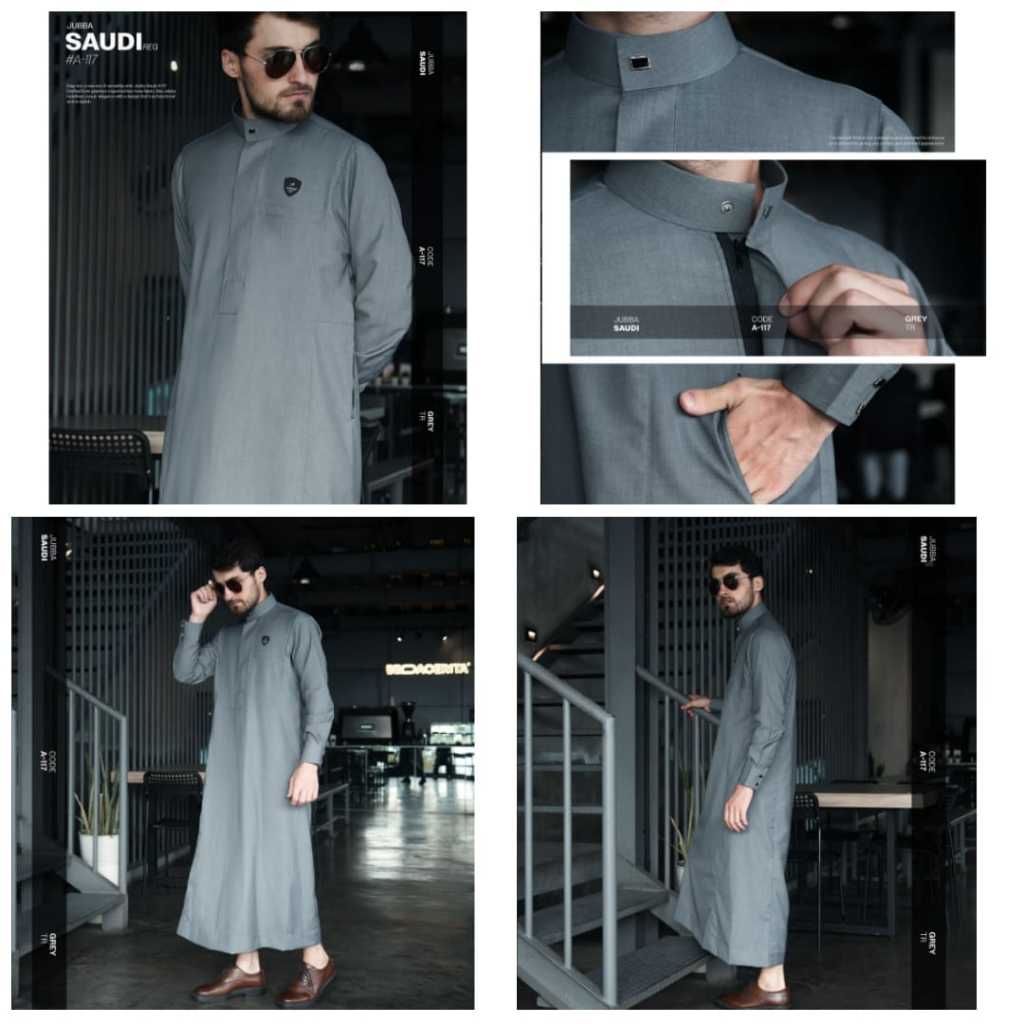 SAMASE A-117 Original Jubba Saudi Zipper - Gamis Panjang Pria