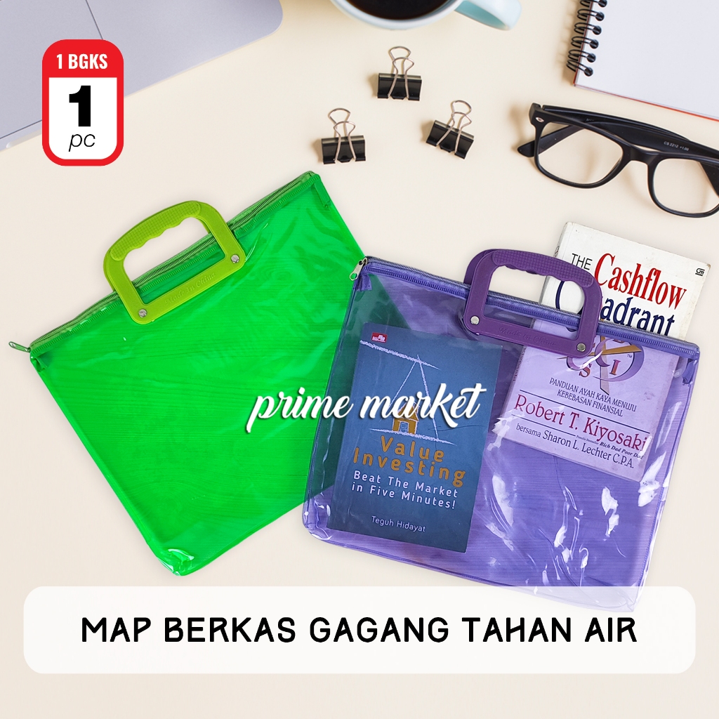 Map Berkas Gagang Tas Dokumen Plastik Semi Transparan Tahan Air Map Berkas Buku Dokumen Zipper Resle