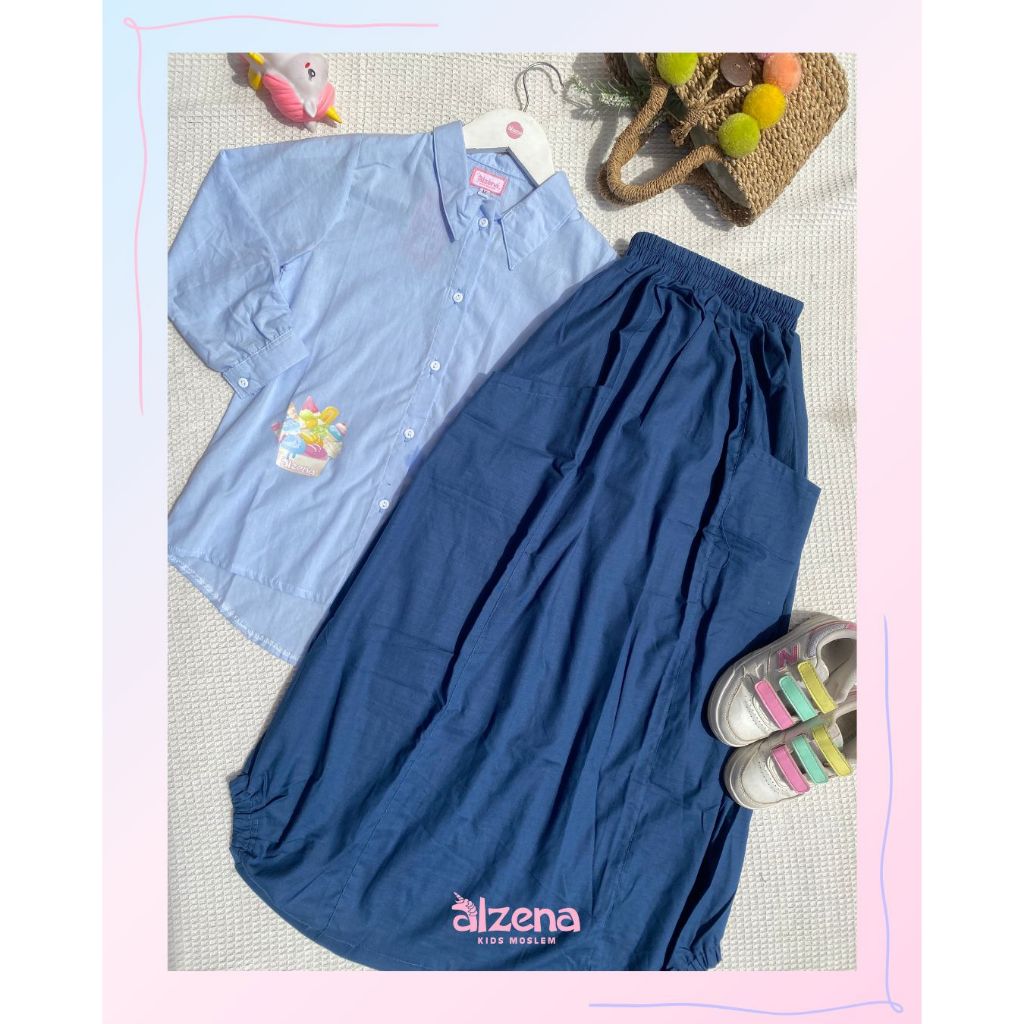 Alzena Kids Moslem - Kemeja Rok Anak Perempuan Katun