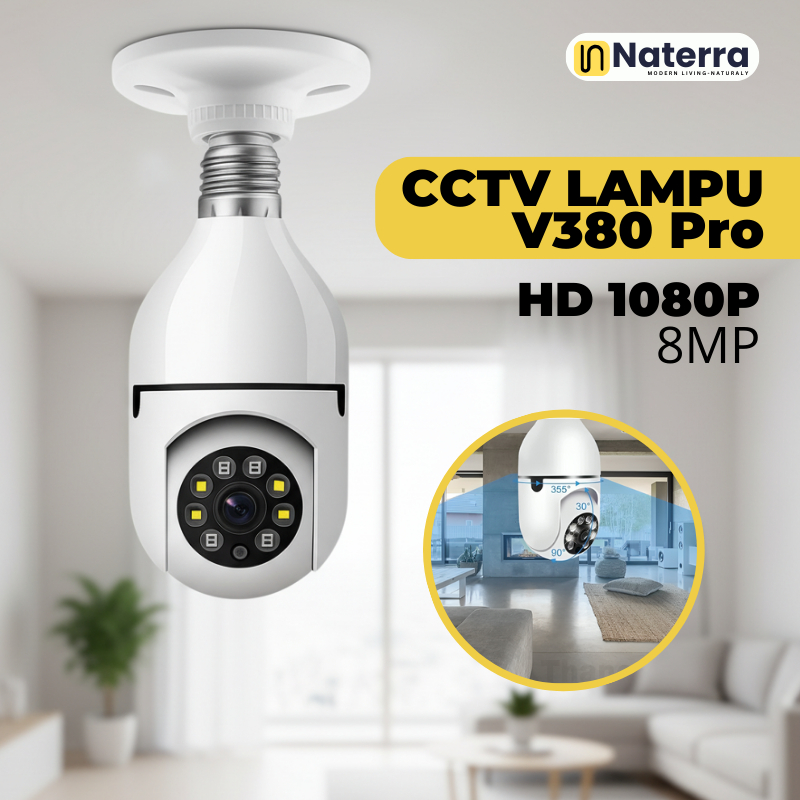 CCTV V380 Pro Tanpa Kabel 8MP CCTV Lampu Bohlam Indoor Wifi 360 PTZ