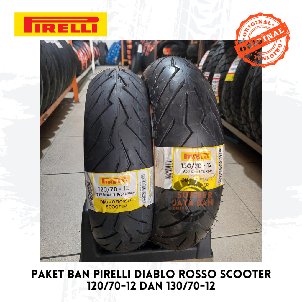 Paket Sepasang Pirelli Diablo Rosso Scooter 120/70-12 Dan 130/70-12 Ring 12 120/70 Dan 130/70 R12 Tu