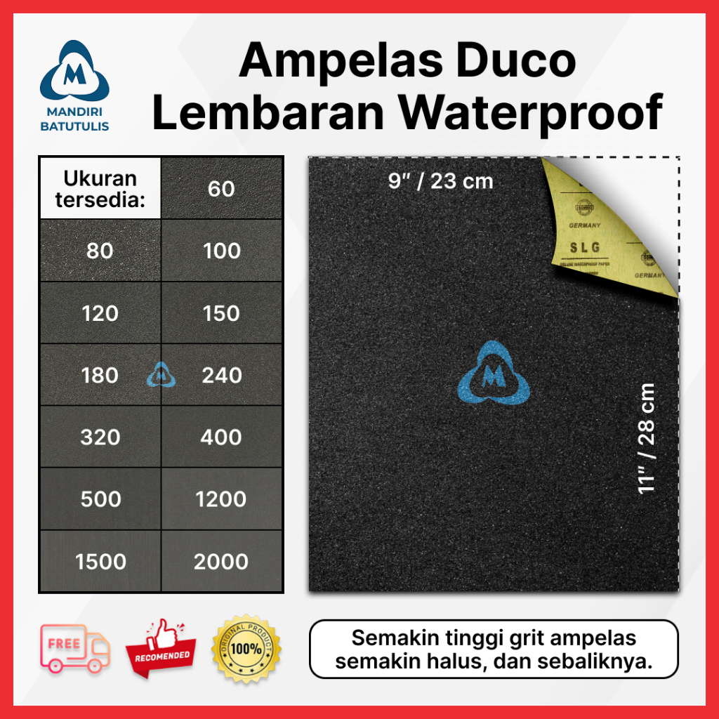 Amplas Duco Lembaran Waterproof EAGLE SIKENS SOLIGEN / Kertas Gosok Air Silikon Karbida Kasar Halus 