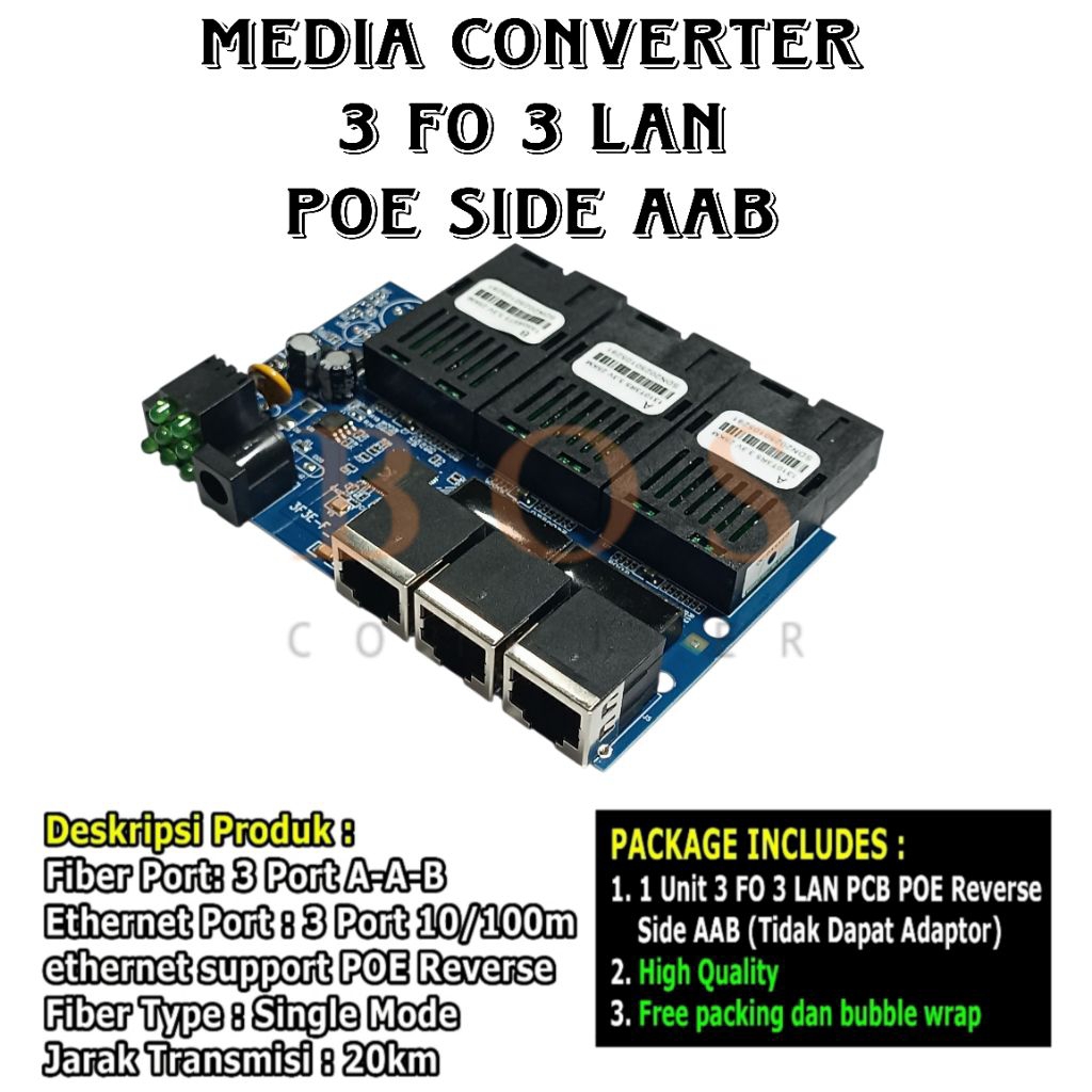 MEDIA CONVERTER 3FO 3LAN POE SIDE AAB 3F3E