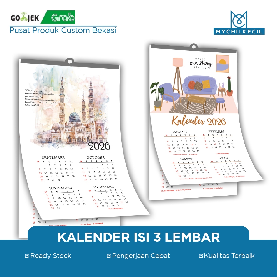 KALENDER DINDING 3 LEMBAR / KALENDER DINDING / KALENDER GANTUNG / KALENDER PERUSAHAAN / KALENDER OLS
