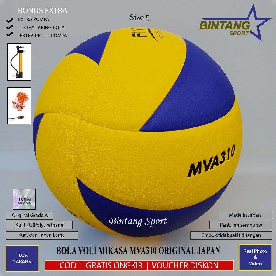 Bola Voli Mikasa MVA310 Original Japan Size 5 Bola Voli Training Empuk Premium