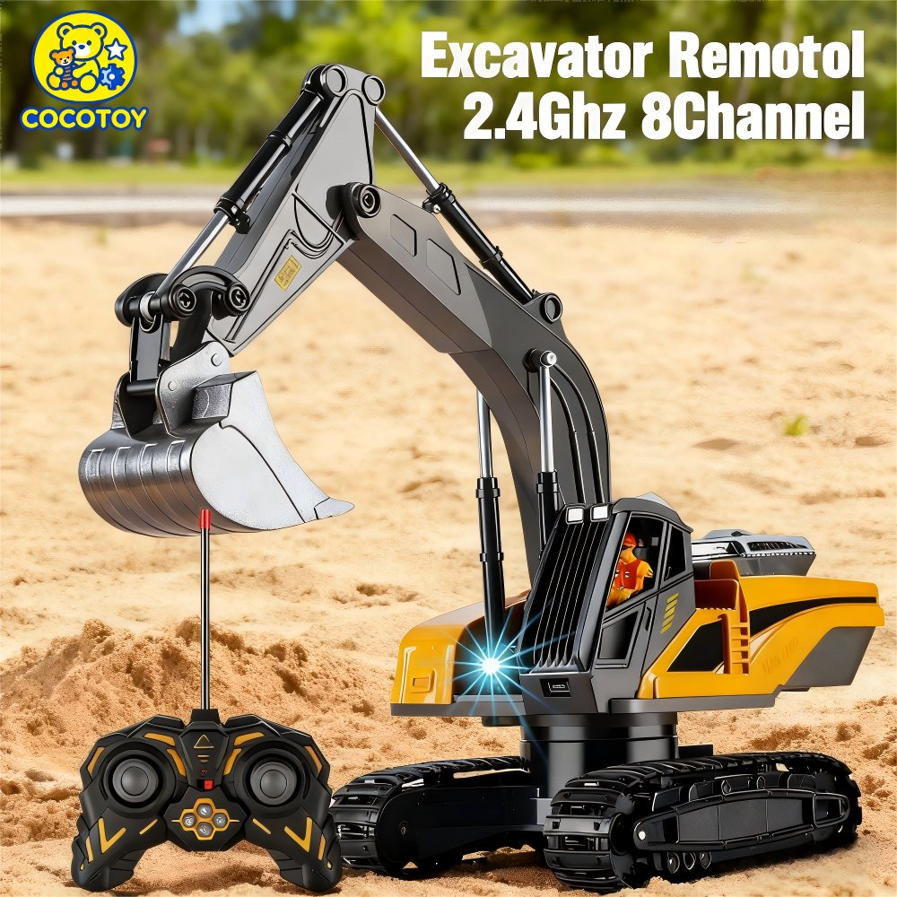 COCOTOY Excavator Remote Control 8 Channel Alloy RC Beko Eskavator RC