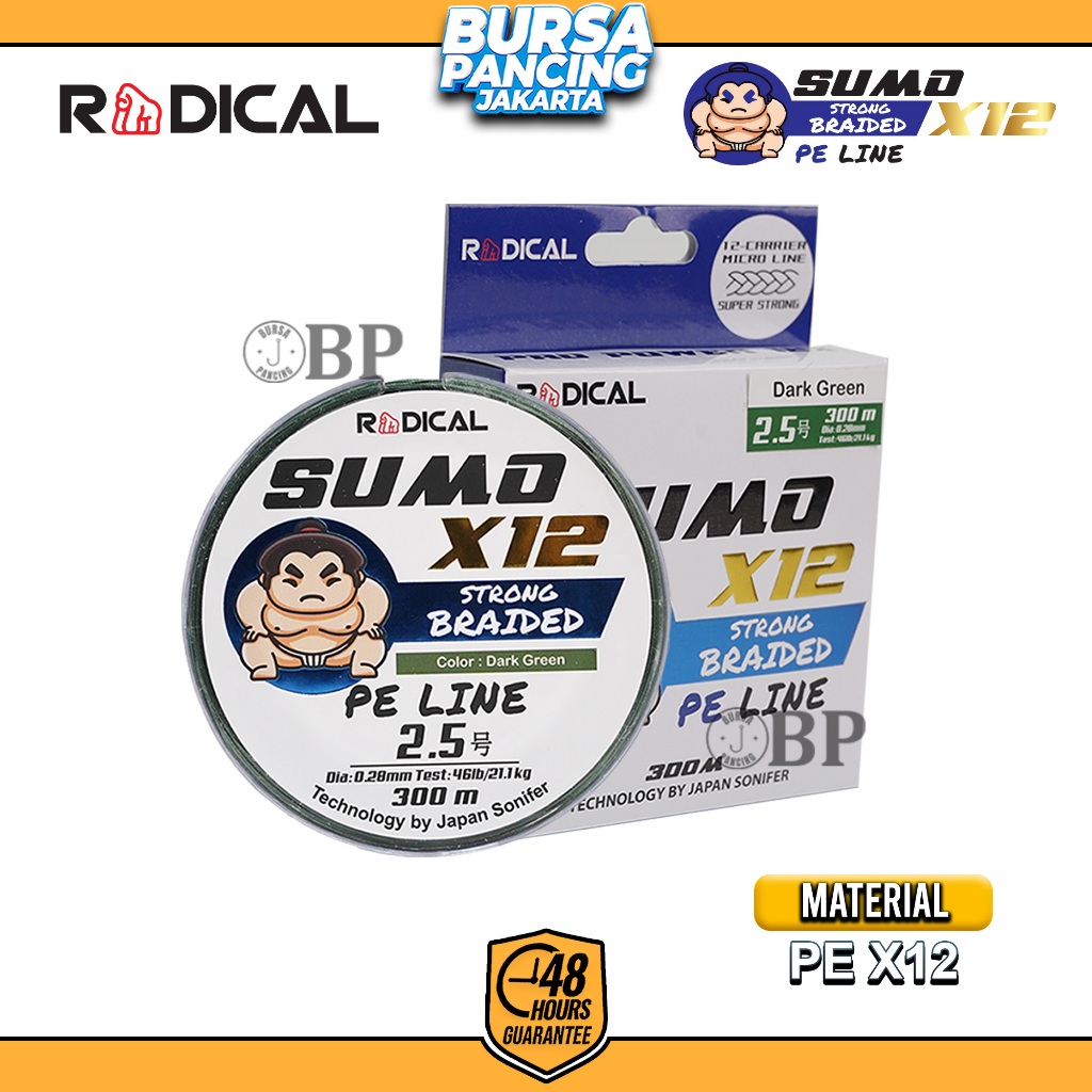 RADICAL Senar Pancing SUMO X12 300M DARK GREEN Tali Pancing PE