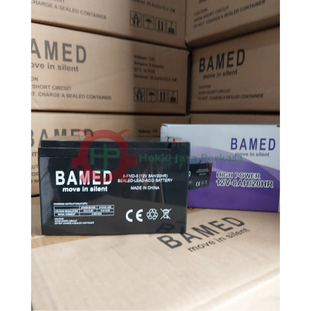BAMED Battery 12V-8AH / 20HR Batre Pompa Hama Aki Kering Sprayer Elektrik