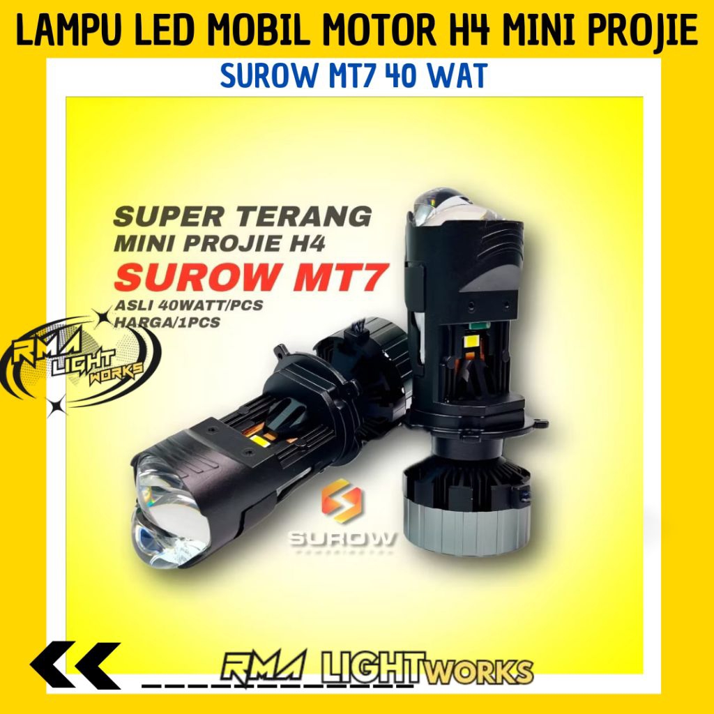 LAMPU LED MOBIL MOTOR H4 MINI PROJIE SUROW MT7 SUPER TERANG 40 WATT
