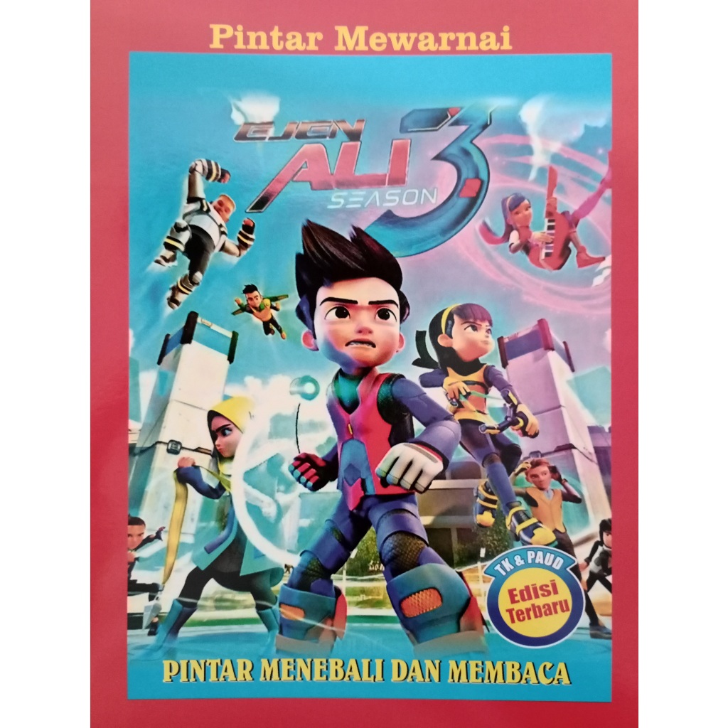 Buku TK dan PAUD Mewarnai Ejen Ali Season 3 Pintar Menebali dan Membaca