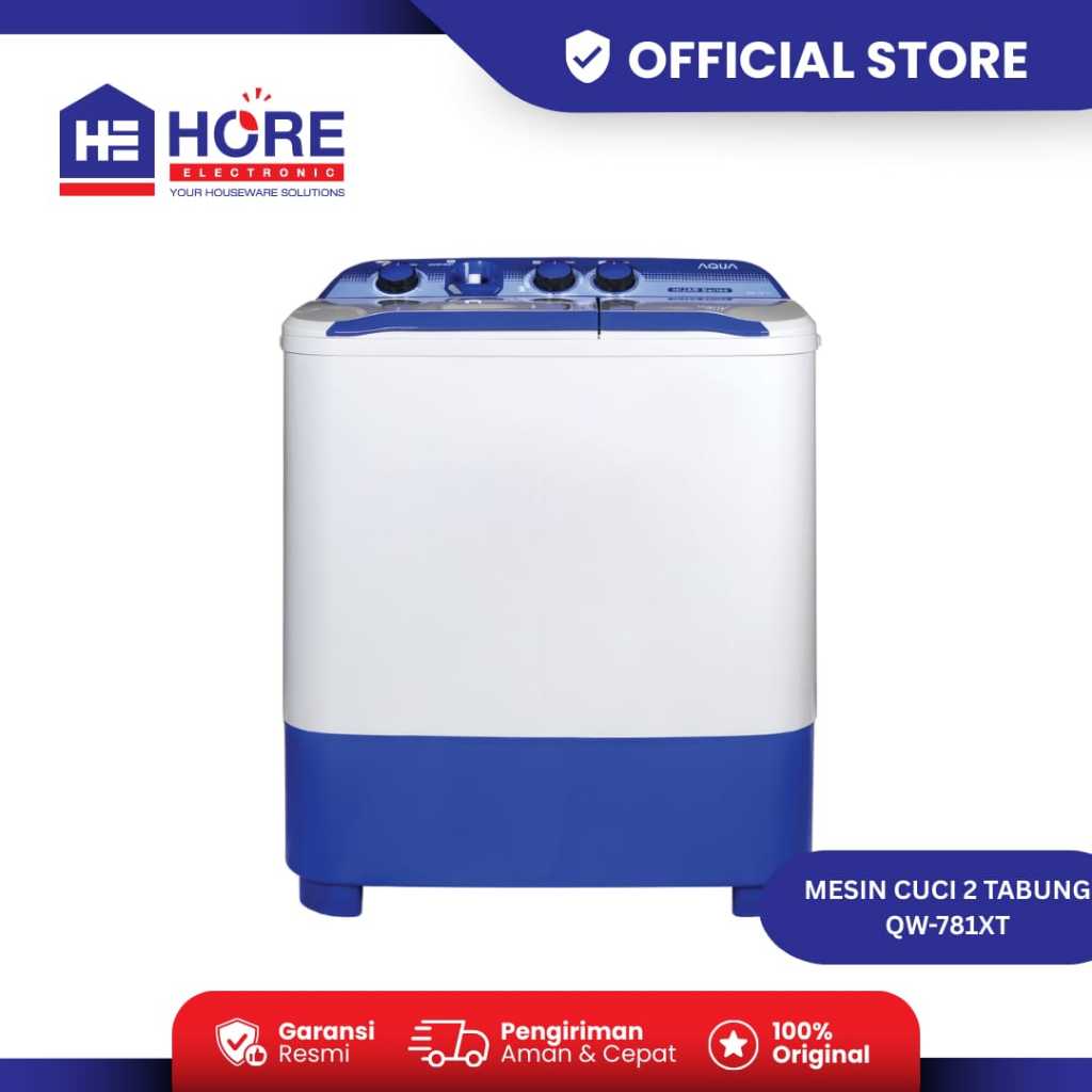 MESIN CUCI AQUA QW 781XT / AQUA MESIN CUCI 2 TABUNG TWIN TUB QW 781XT [7 KG]