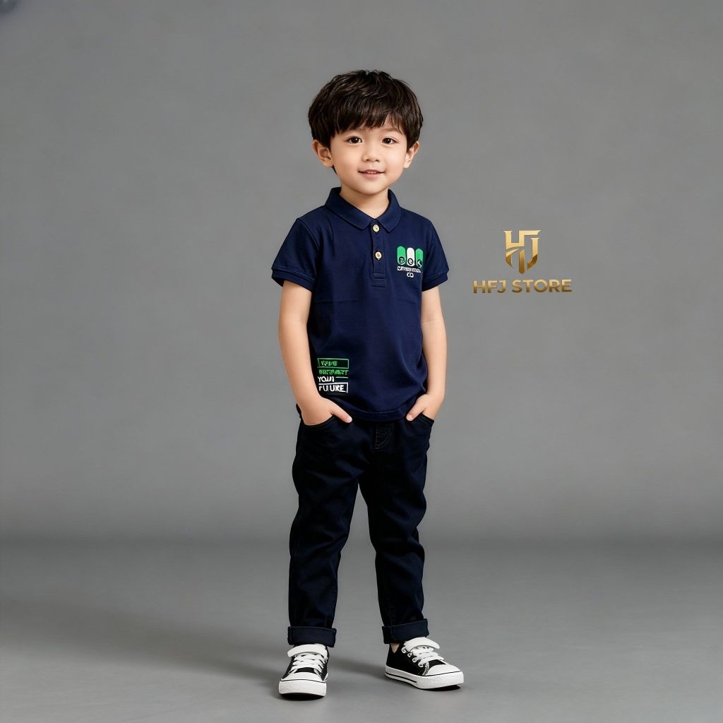 Gugel Kaos Kerah Anak Motif Random / Kaos Gugel Kids Spandek Rayon Polo