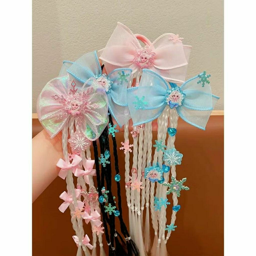 {JS} Ikat Rambut Wig Kepang Frozen Kuncir Ekor Kuda Lucu Aksesoris Fashion Anak Perempuan / Ikat Ram