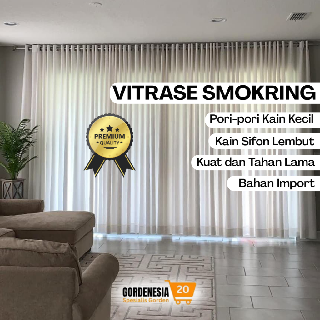 Vitrase Smokring Gorden Jendela Putih Polos Import Premium Minimalis Mewah