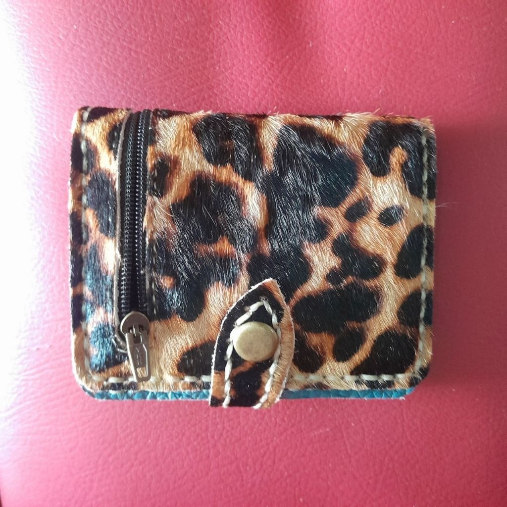 Dompet Kartu Cardholder Kulit Asli Motif Bulu Leopard