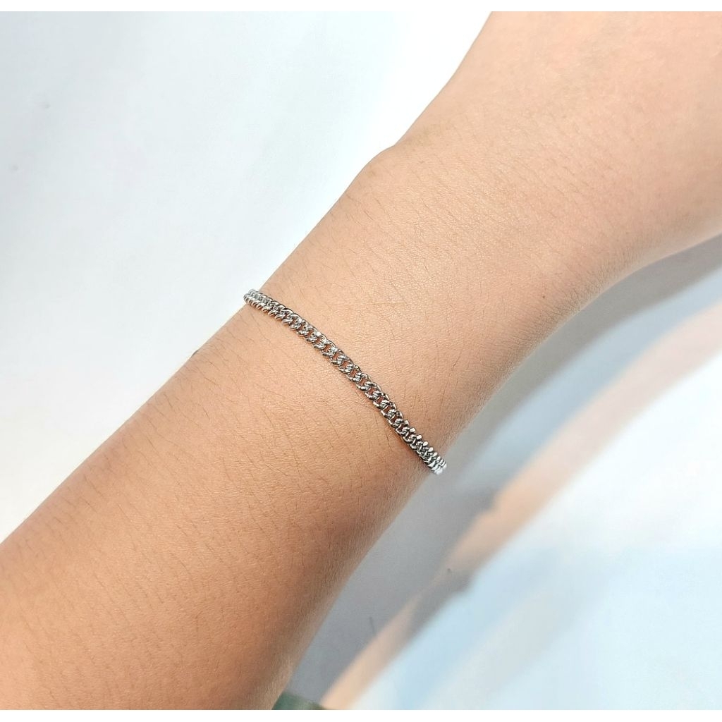 Gelang Rantai Emas Putih Fashion Wanita Sisik Naga 2.53 Gram 750 17K (RH298)