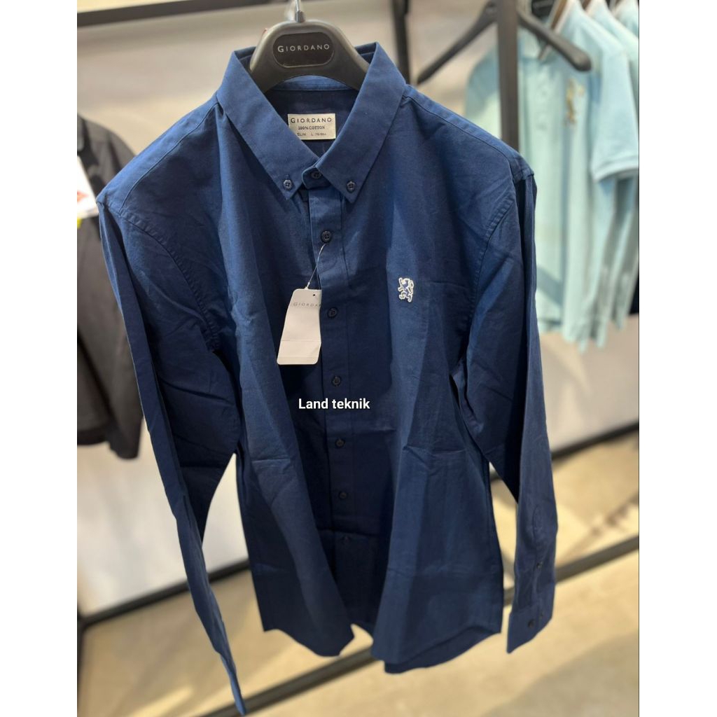 kemeja lengan panjang pria mini lion giordano original