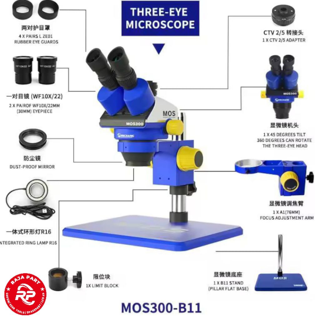 MICROSCOPE TRINOCULAR MECHANIC MOS300 B-11 ORIGINAL