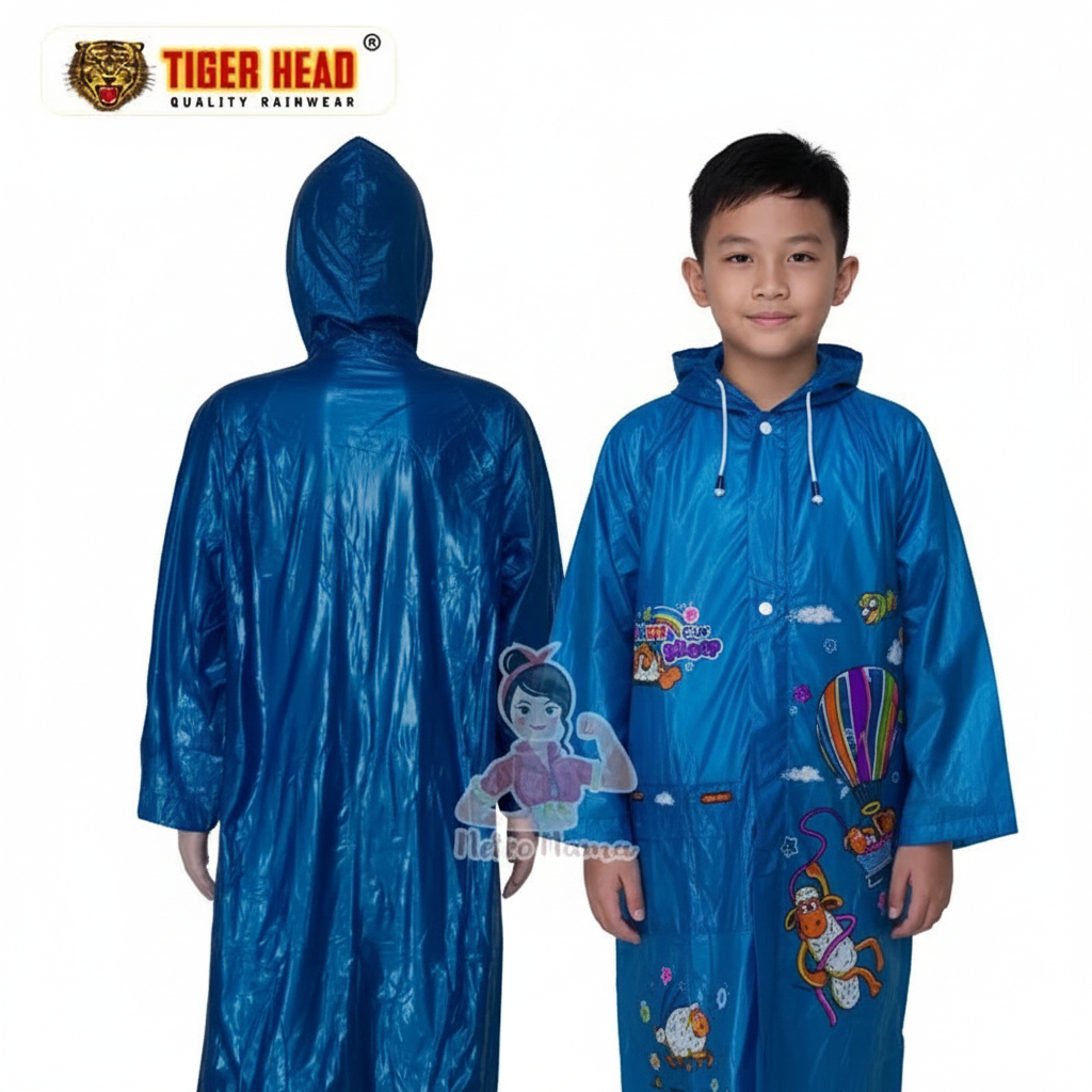 Jas Hujan Ponco Anak Tiger Head 68265 Raincoat Mantel Original