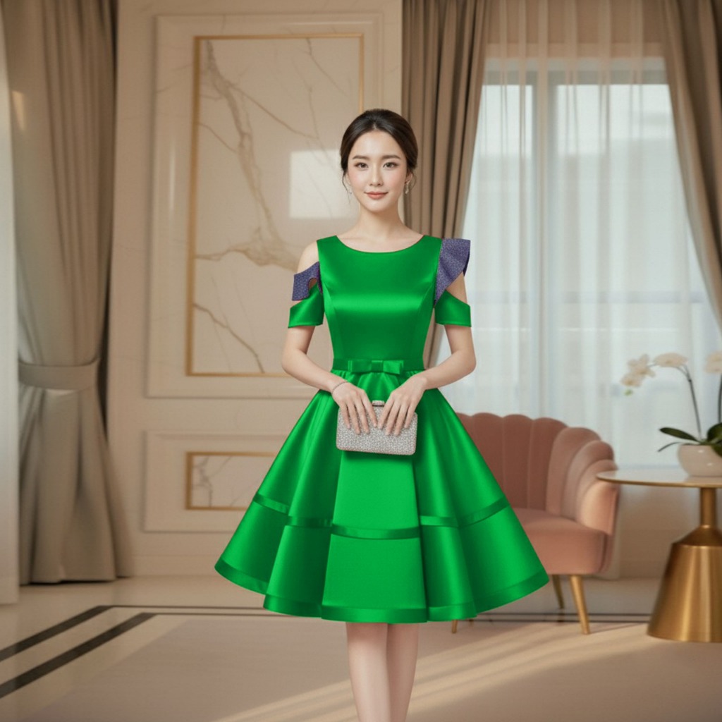 GAUN PESTA/GAUN BAHAN SATIN PREMIUM