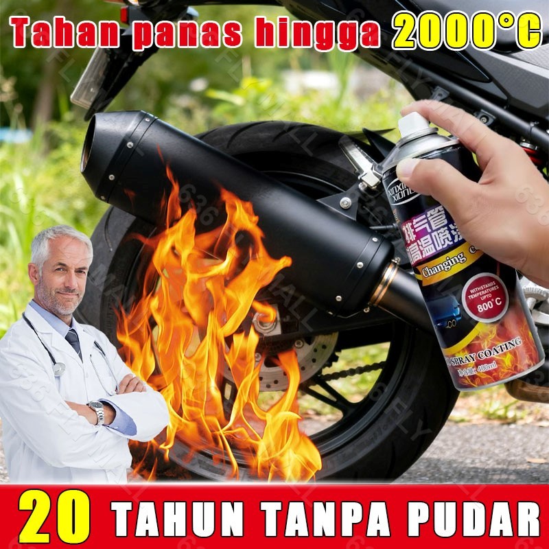 Pilox anti panas Cat knalpot tahan panas mobil/motor Tahan suhu hingga 2000°C Anti-korosi Cat knalpo