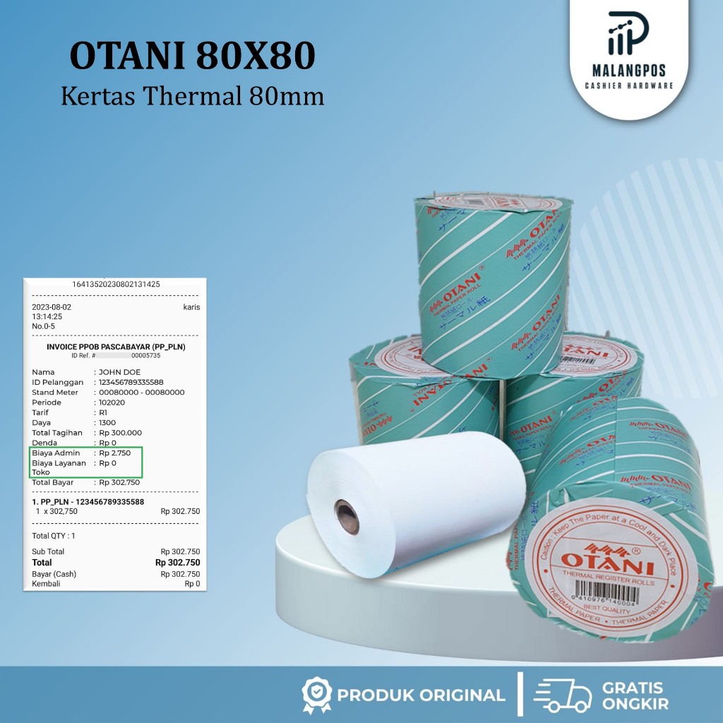 Kertas Thermal Otani 80x80 mm Printer Thermal Epson TMT82X Kasir Pos Printer Parkir Antrian