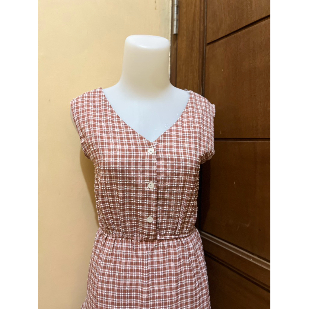 Dress Gingham Pink / Dress kotak-kotak pink