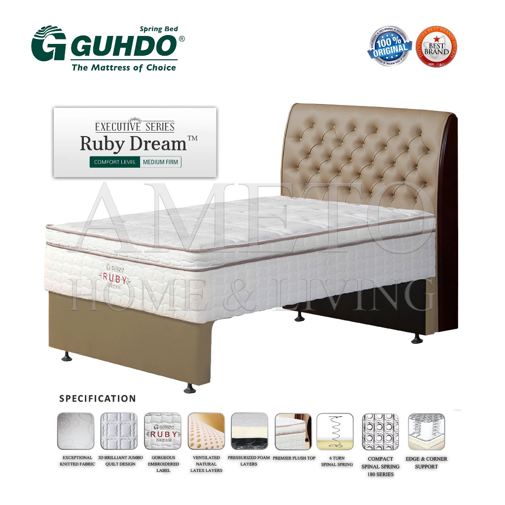 Guhdo Springbed 2 in 1 Ruby Dream Latex 90, 100, 120, 140, 160, 180 x200 HB Virginian (TANPA SORONG)