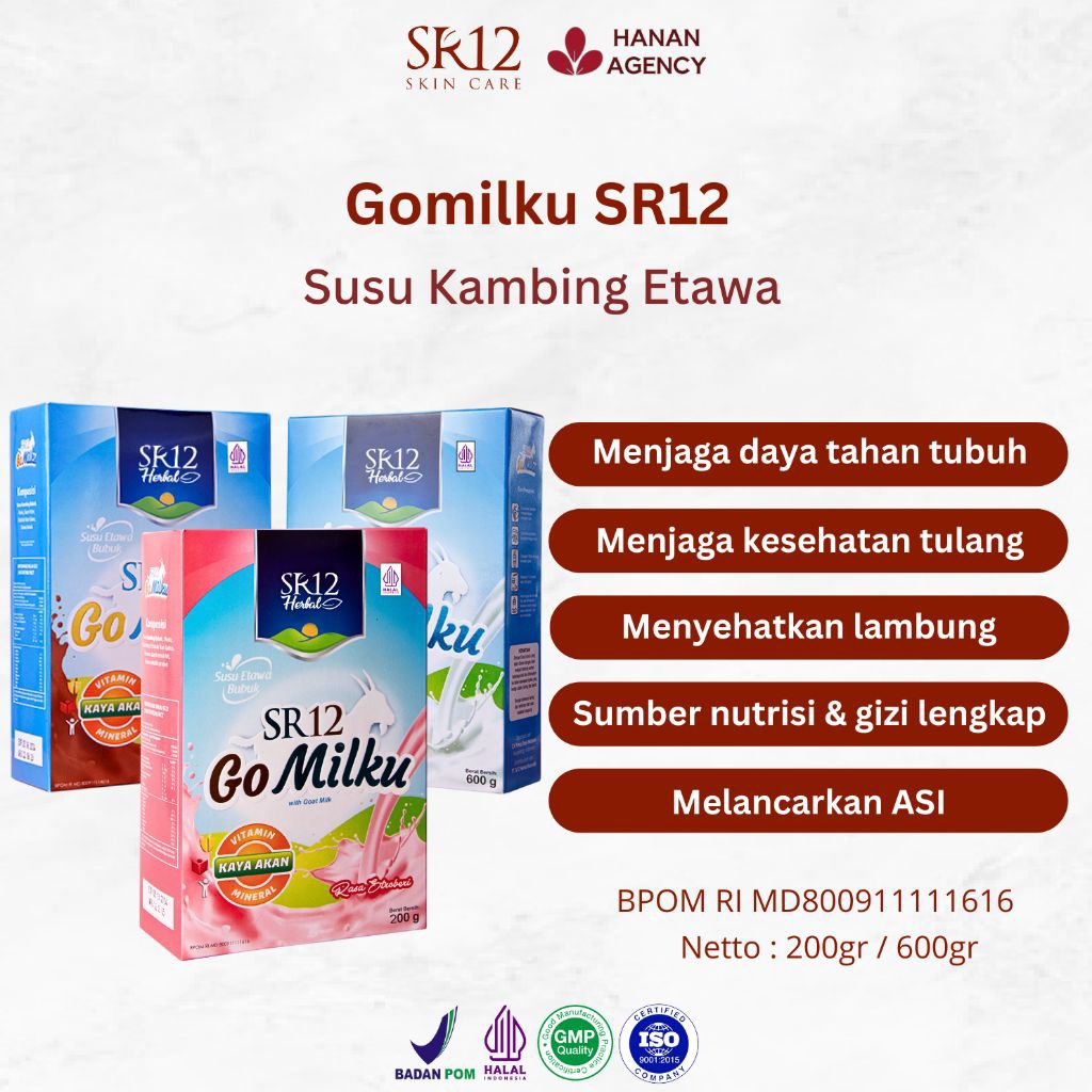 Susu Gomilku SR12 | Susu Kambing Etawa Bubuk Untuk Lambung & Tulang Tidak Berbau Prengus Tanpa Gula