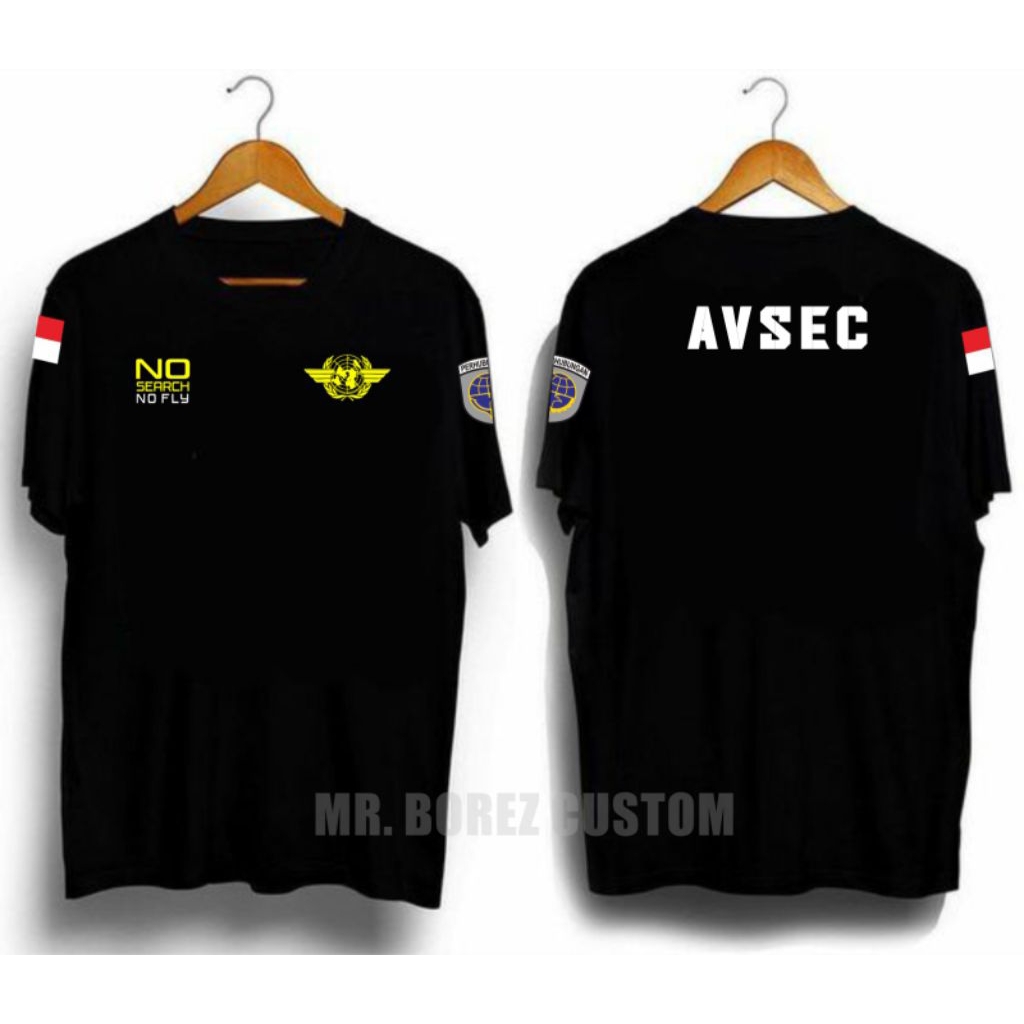 AVSEC Bandara Kaos Katun Lengan Pendek Premium Tshirt Pria Outfit Cowok Kaos Oblong Premium Baju Avs