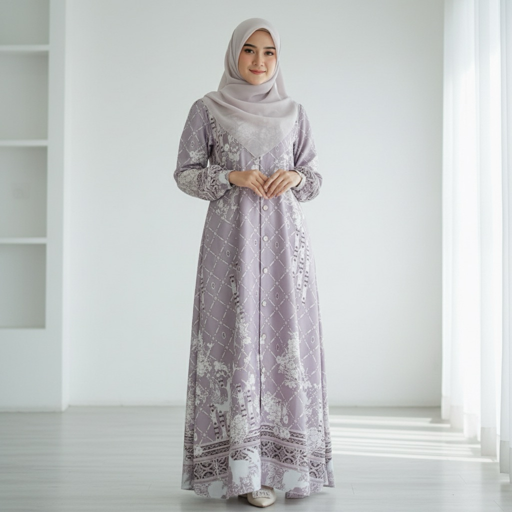 Dress Gamis Motif Maxmara Luxury Mewah Elegan Anti Kusut Anti Terawang