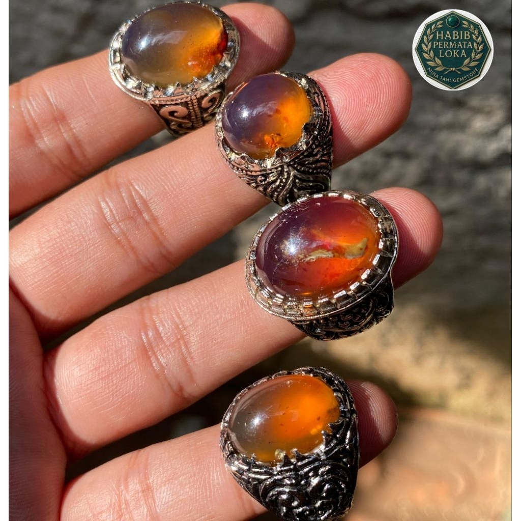 CINCIN BATU AKIK GETAH KATILAYU ASLI NATURAL RING ALPAKA SUPER MEWAH