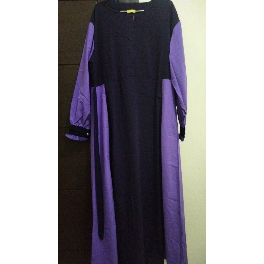 Gamis Katun XL Ungu muda mix ungu tua