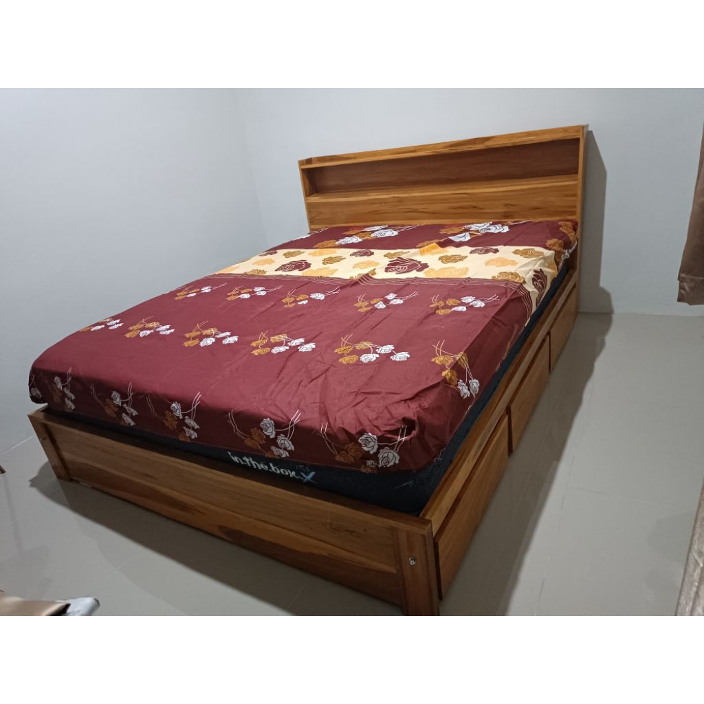 DIPAN / DIVAN TEMPAT TIDUR LACI JATI MINIMALIS TANPA SANDARAN 160X200 full papan