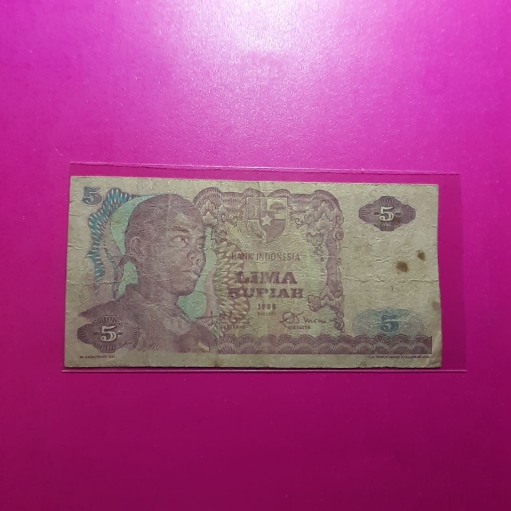 uang kuno 5 rupiah sudirman tahun 1968