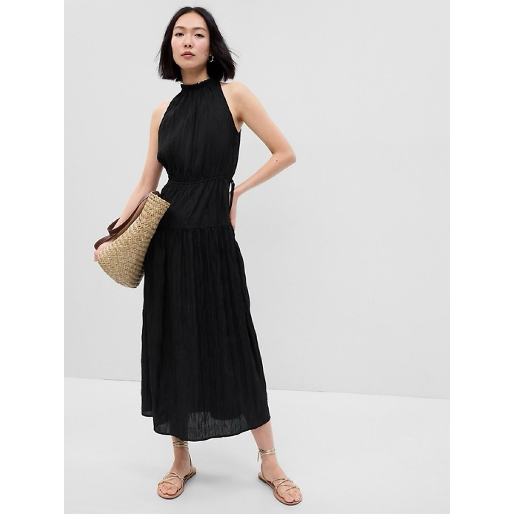 GaP summer maxi sleeved dress black