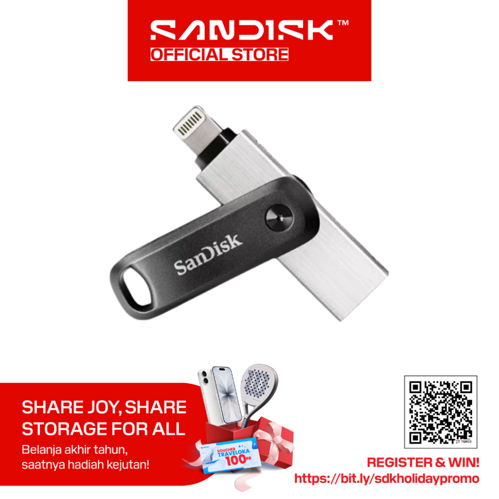 SanDisk Ixpand GO Flash Drive OTG Lightning USB 3.0 For Iphone / Ipad - 64GB