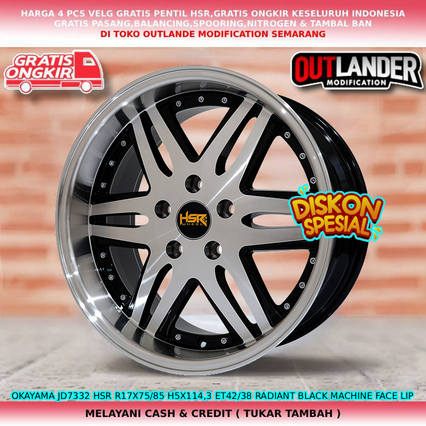 Velg celong ring17 untuk mobil Xpander| Outlander| ASX| WR-V| Odyssey dll velg hsr okayama R17