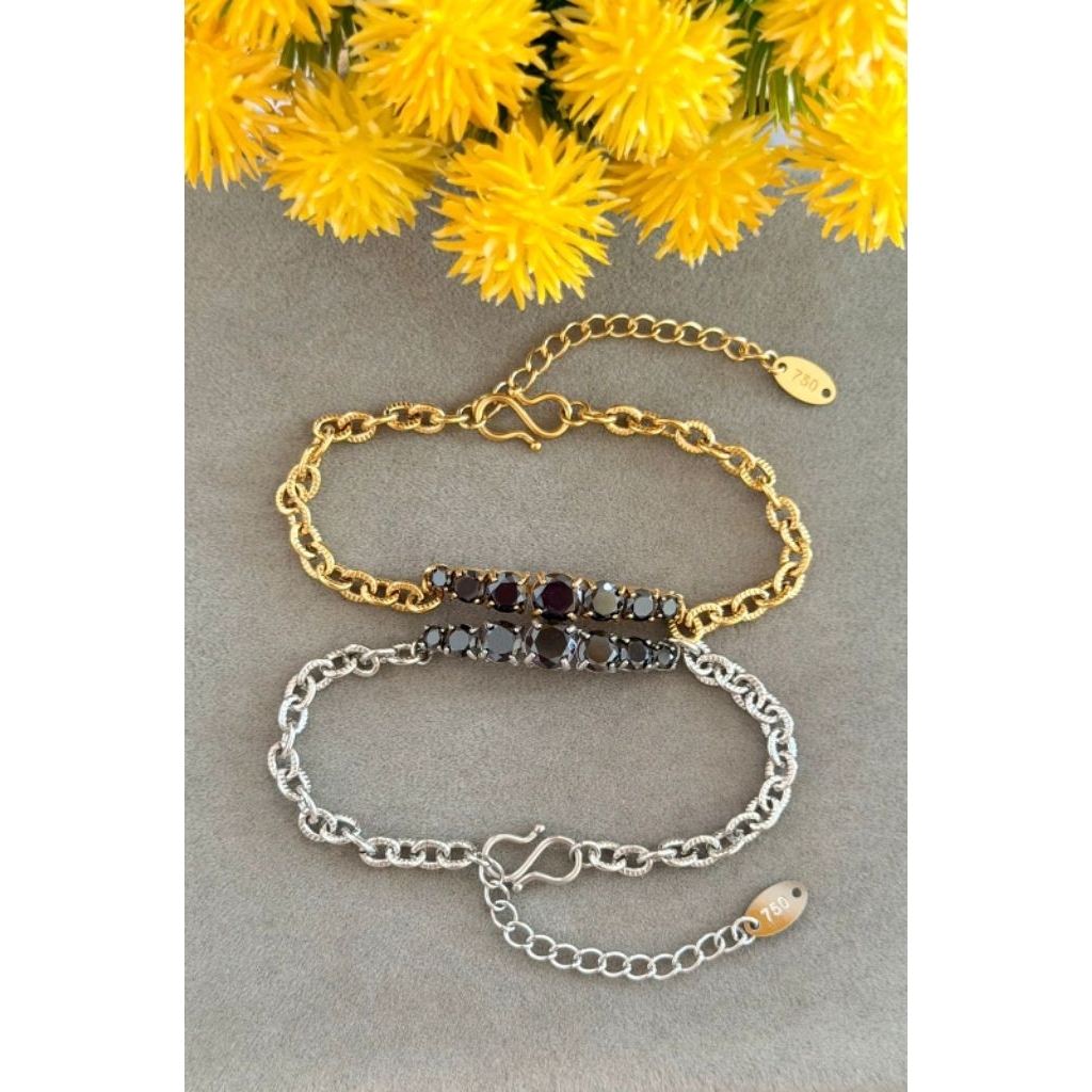 Gelang titanium permata hitam