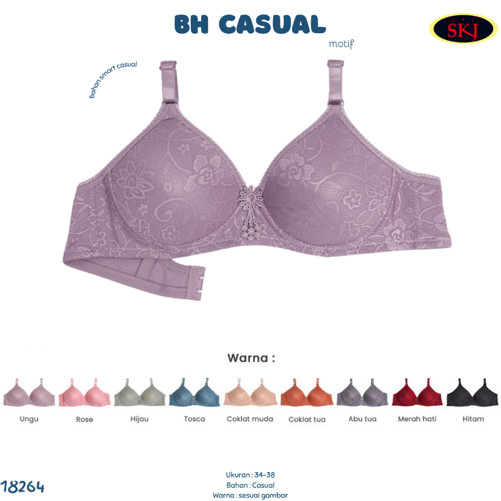 BH SOREX 18264 ; 18265 Busa Tipis Tanpa Kawat Cup Jumbo 36-42 / BH Pakaian Dalam BH SOREX - sckmenwe