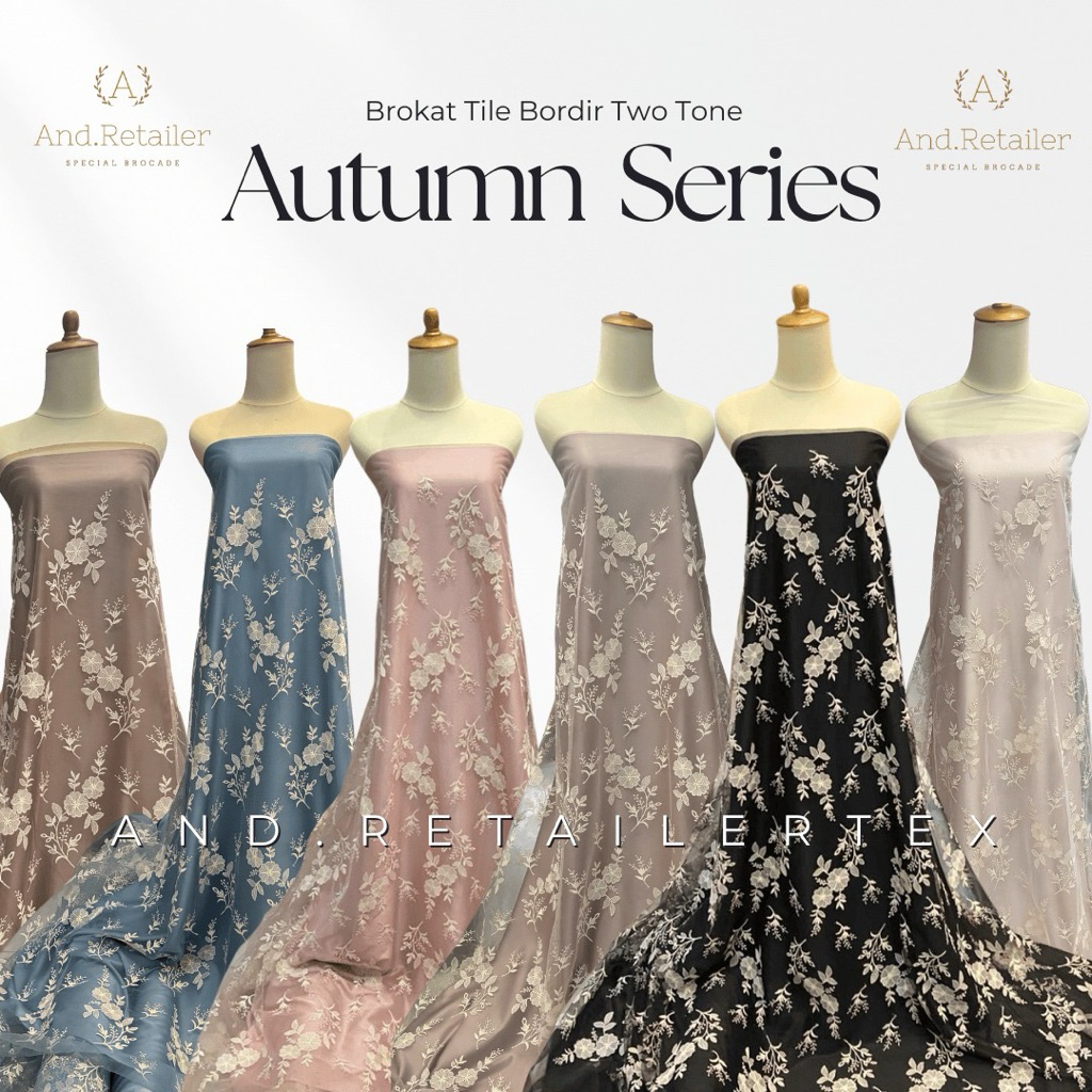Bahan Kain Tile Brokat Embroidery Autumn Series Motif Bunga 2tone Warna