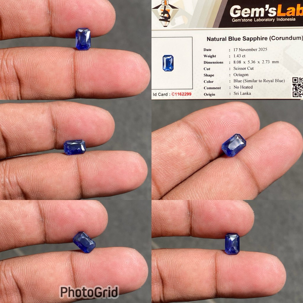 Natural Blue Sapphire Ceylon Srilanka similar to royal blue Batu Blue Safir Cylon srilangka CT 1.43 