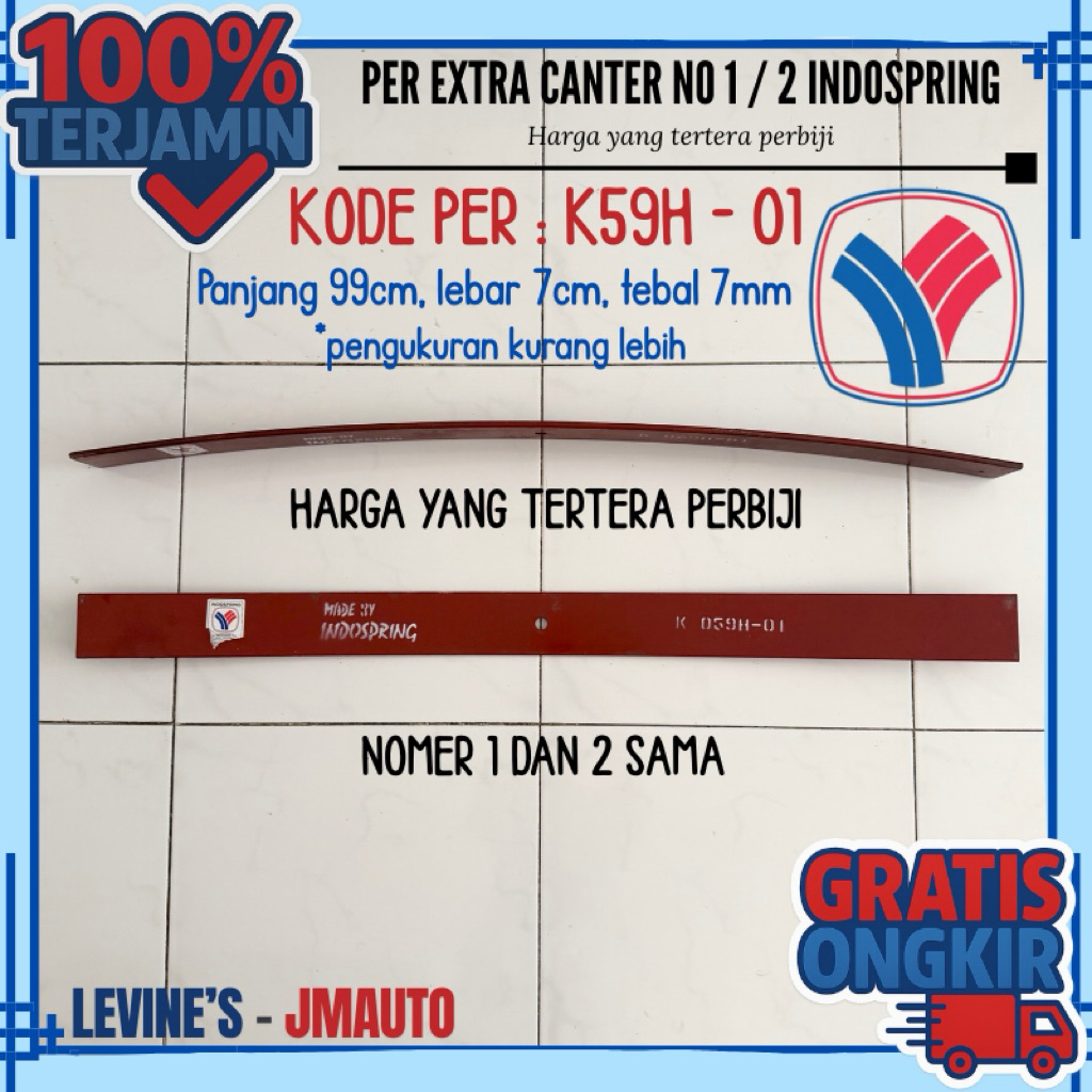 per extra canter nomor 1 per daun K59h no 1 leaf spring k59h-1 per daun indospring k59h nomor 1 per 