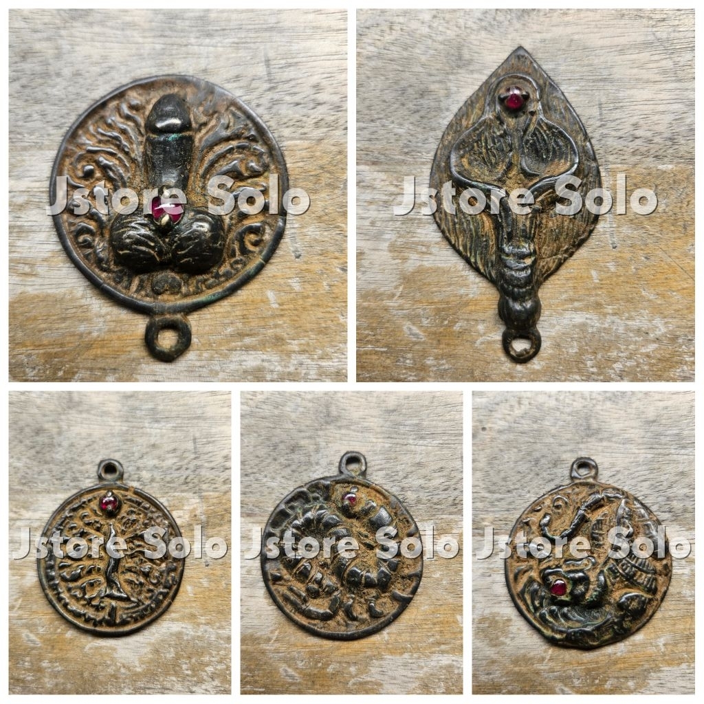 Liontin Kalung Majapahit Batu Merah Siem Perunggu Hitam 1 kode js225