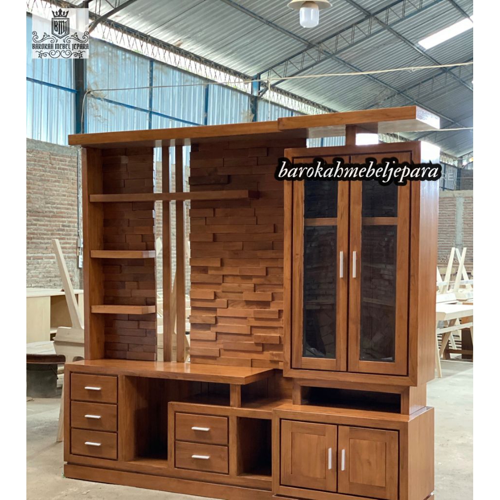 buffet partisi ruangan jati , bufet tv partisi minimalis